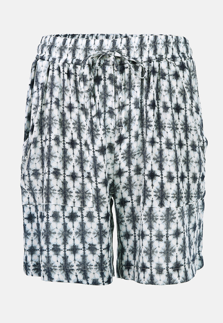 comfy drawstring shorts#color_black-print