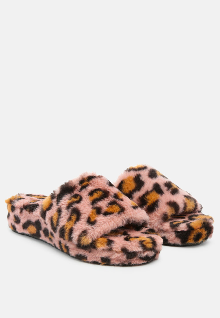 All Day Indoor Fur Flats in Leopard#color_pink