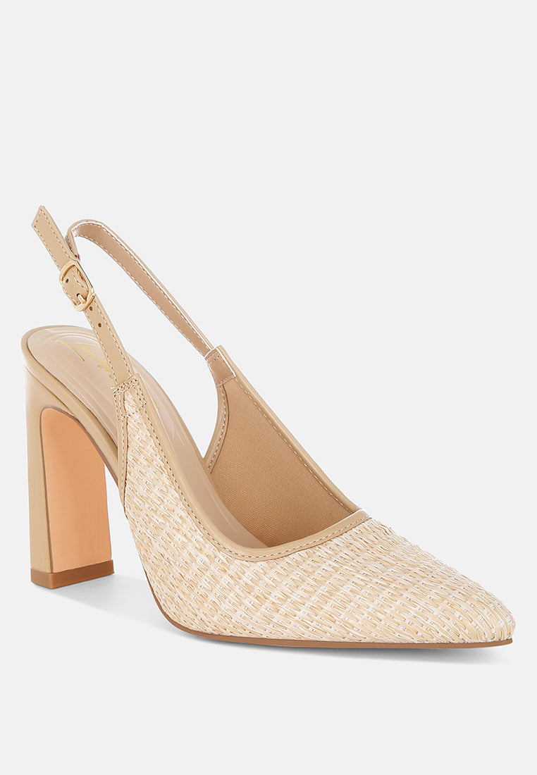 raffia pointy toe slingback pumps by ruw#color_beige