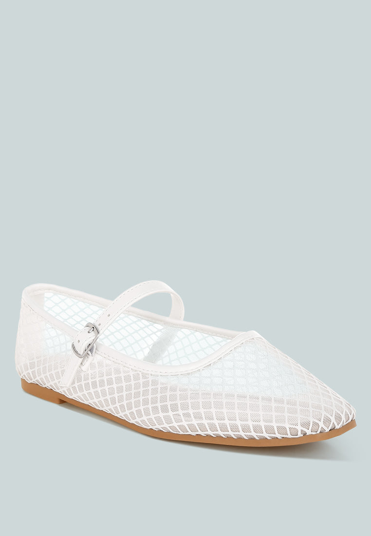 mesh mary jane flats by ruw#color_white