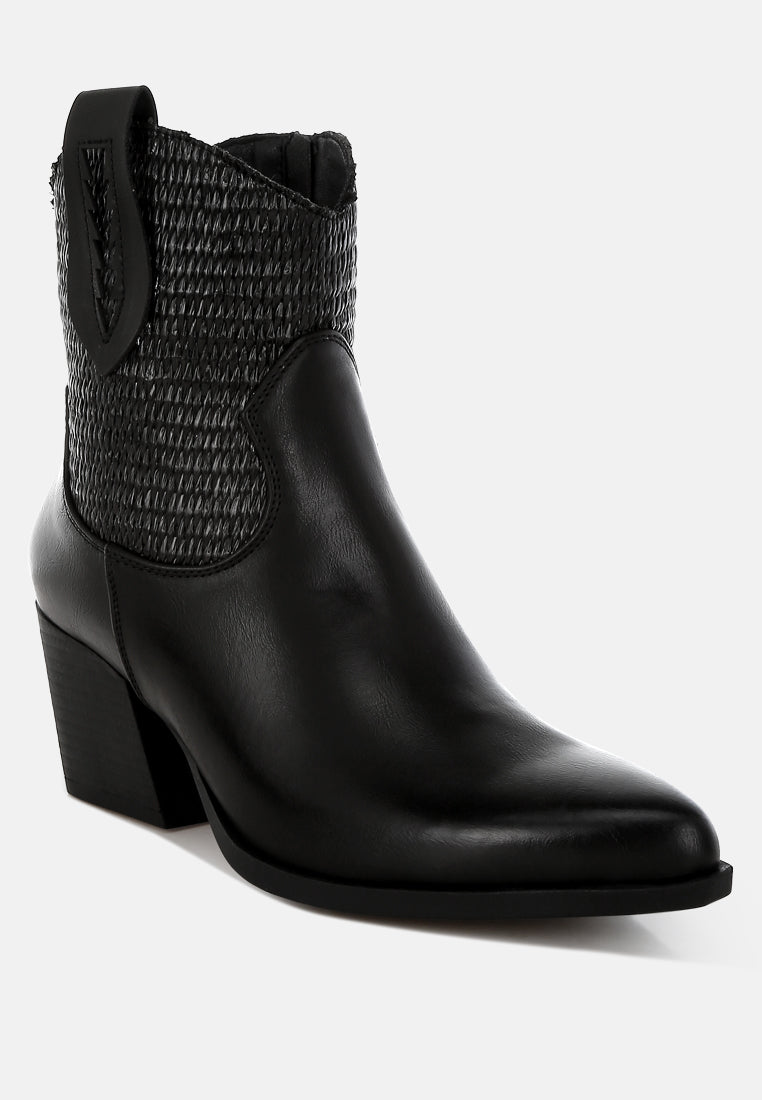raffia & faux leather cowboy boots by ruw#color_black