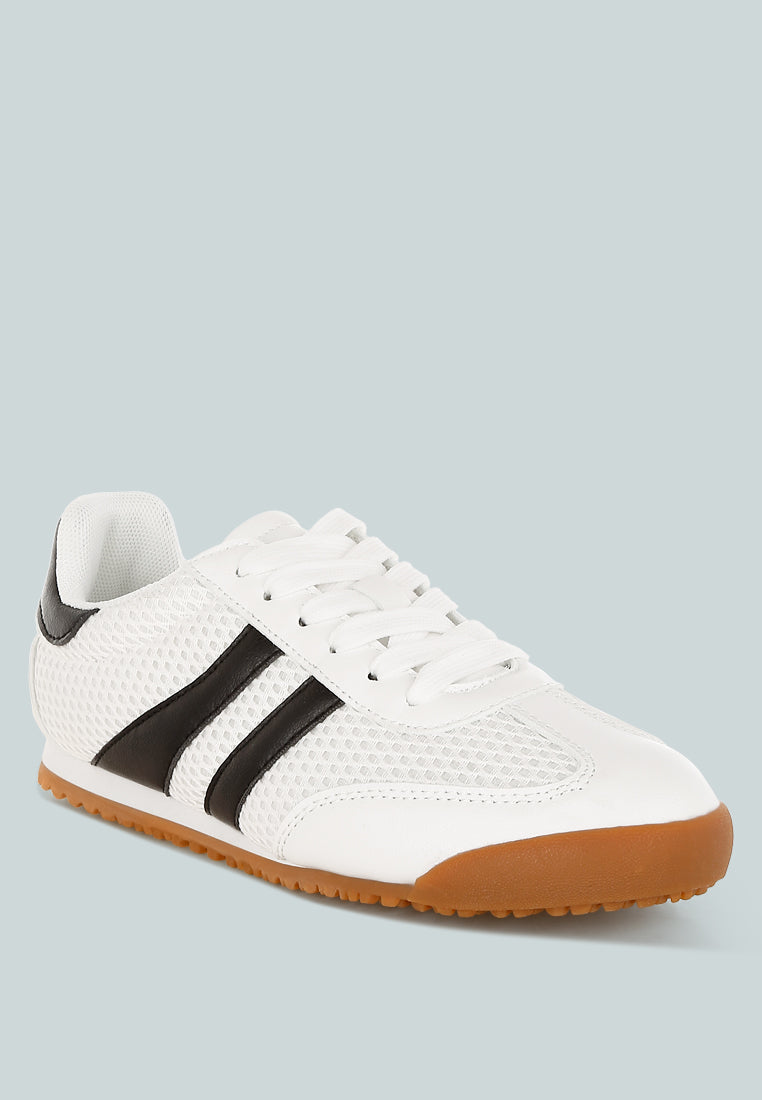 casual striped lace-up sneakers by ruw#color_white