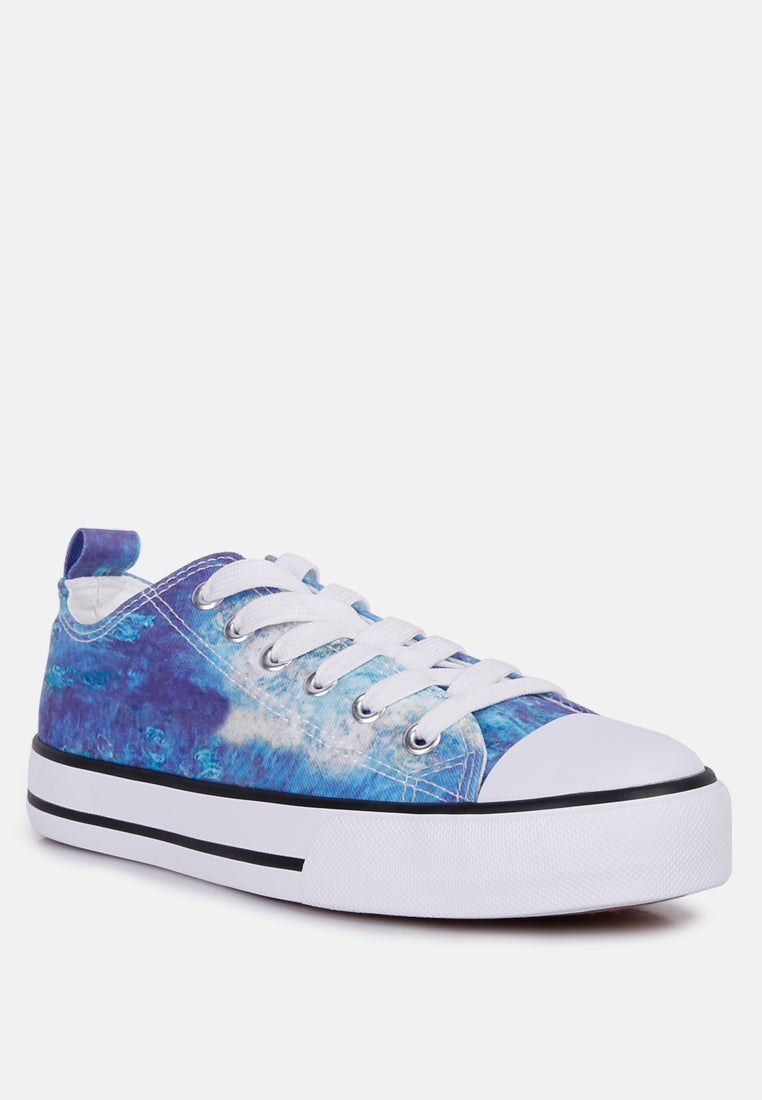 Blue Tie Dye Canvas Sneakers#color_blue