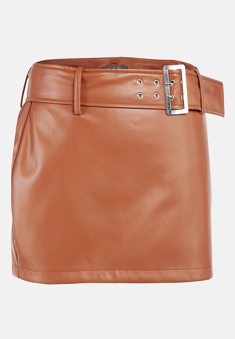 bodycon mini slit skirt#color_tan