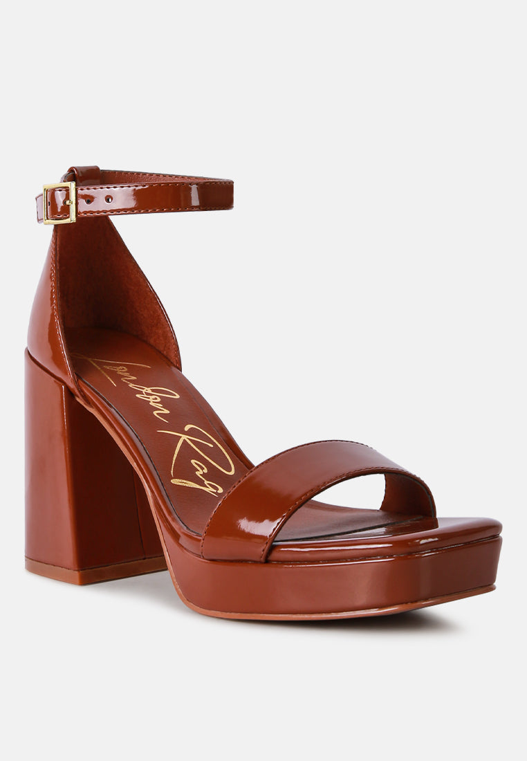 brown high block heeled platform sandals#color_brown