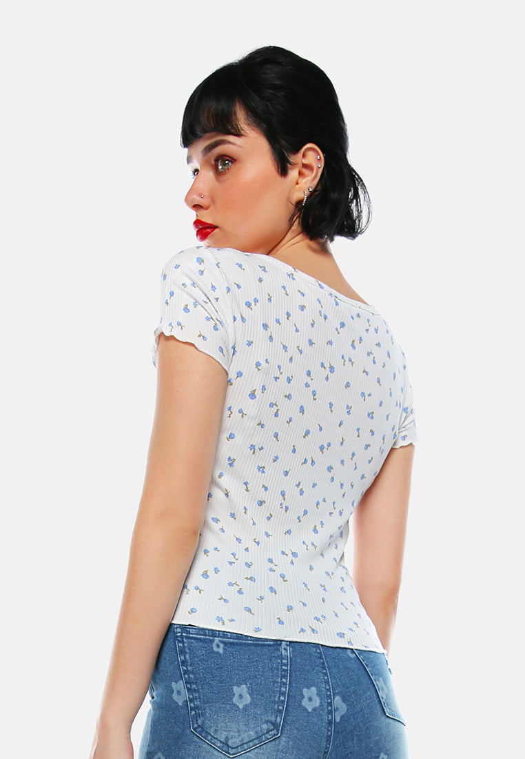 casual short summer top#color_ivory-floral