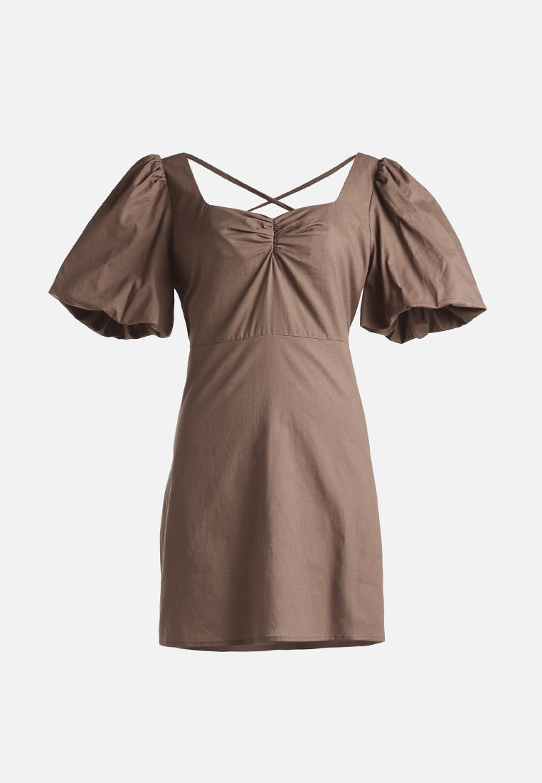 sweetheart neck a-line dress by ruw#color_brown