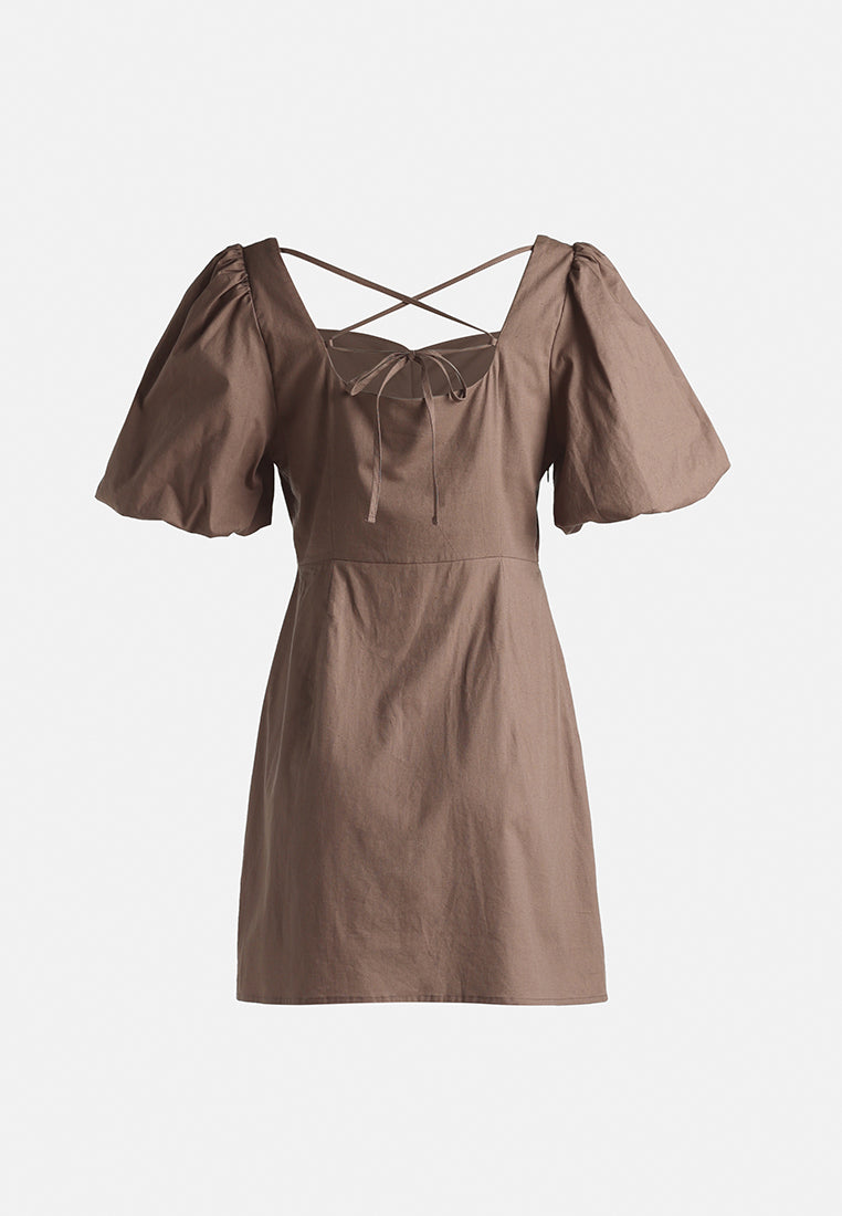 sweetheart neck a-line dress by ruw#color_brown