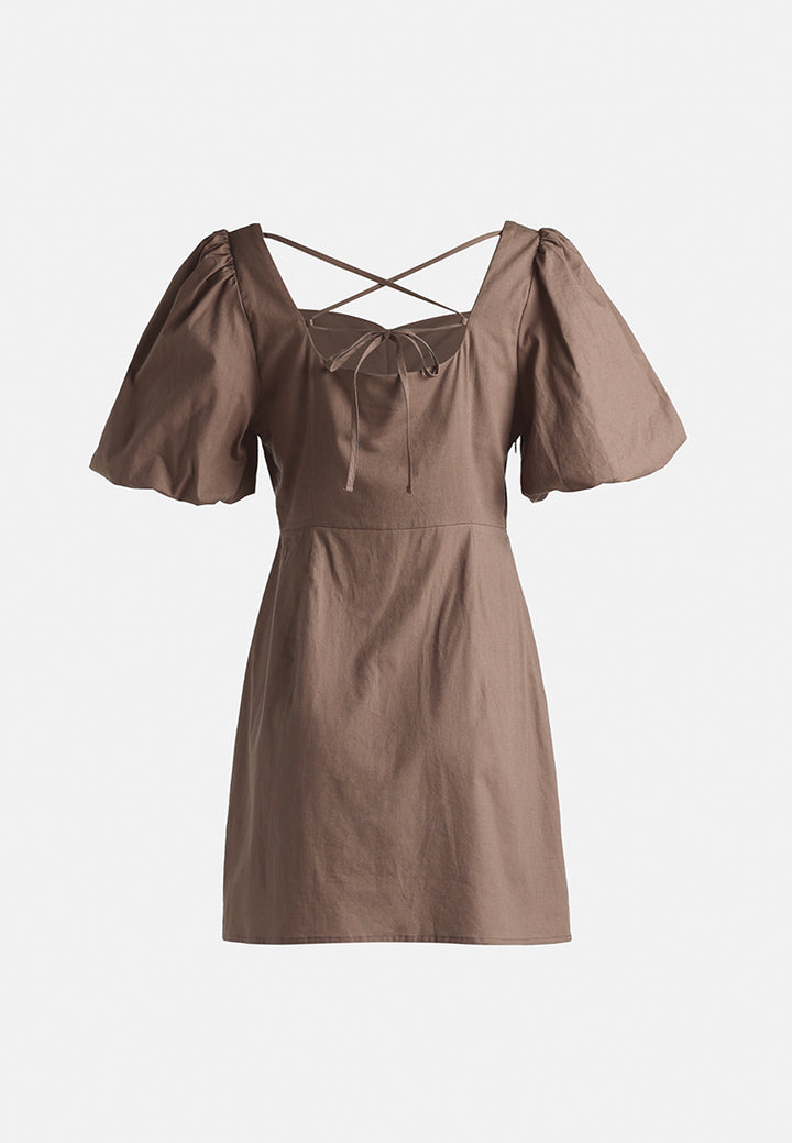 sweetheart neck a-line dress by ruw#color_brown