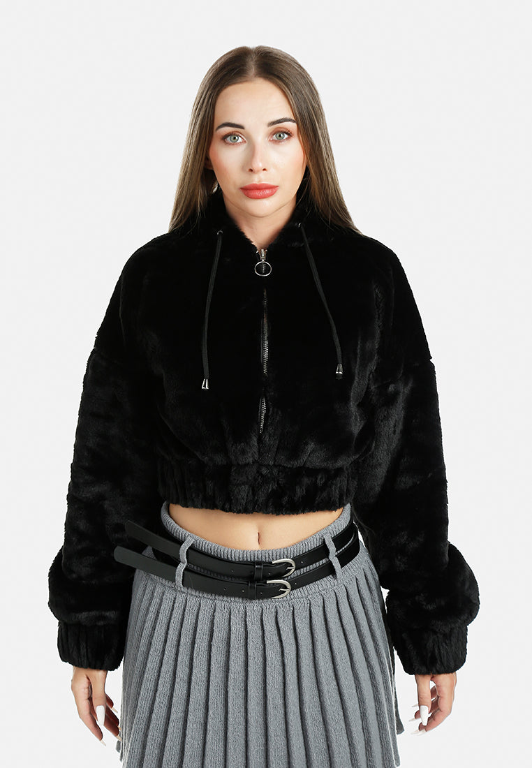 relaxed off shoulder hooded jacket by ruw#color_black