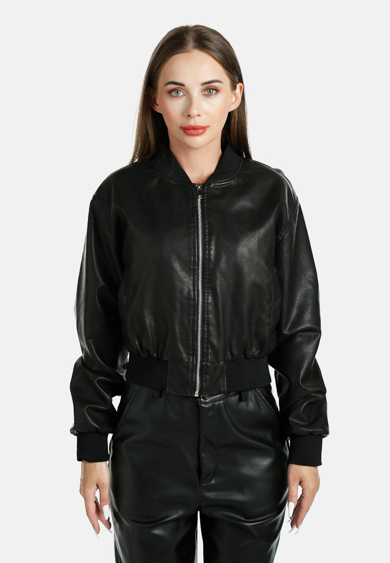 drop shoulder zipper jacket by ruw#color_black