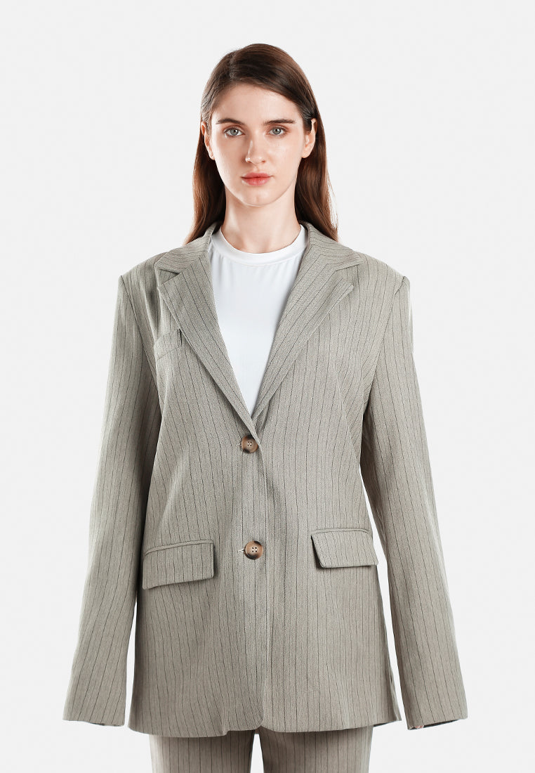 herringbone structured oversized blazer by ruw#color_taupe