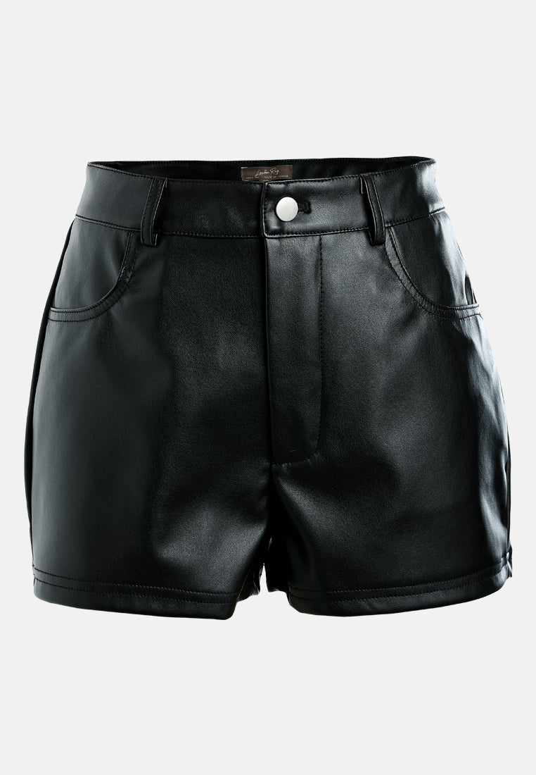 faux leather shorts by ruw#color_black
