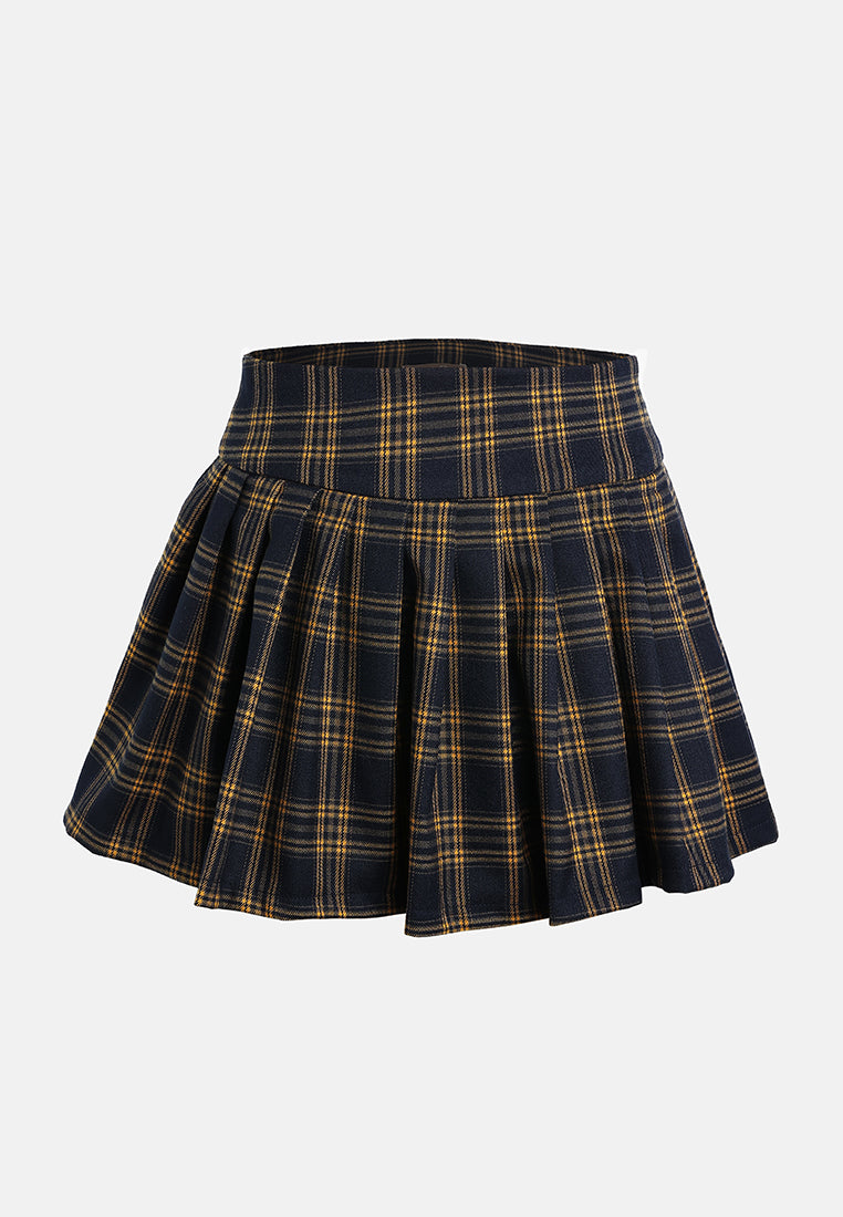 plaid pleated tennis skirt by ruw#color_navy