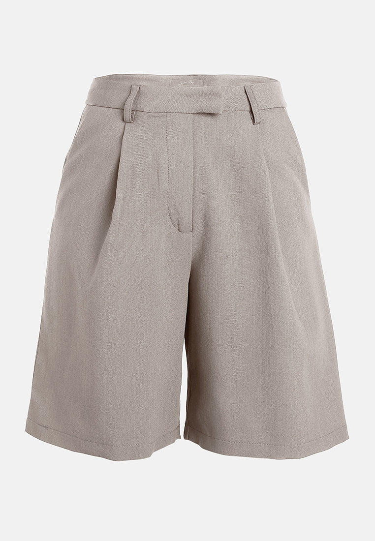 high waist bermuda shorts by ruw#color_taupe
