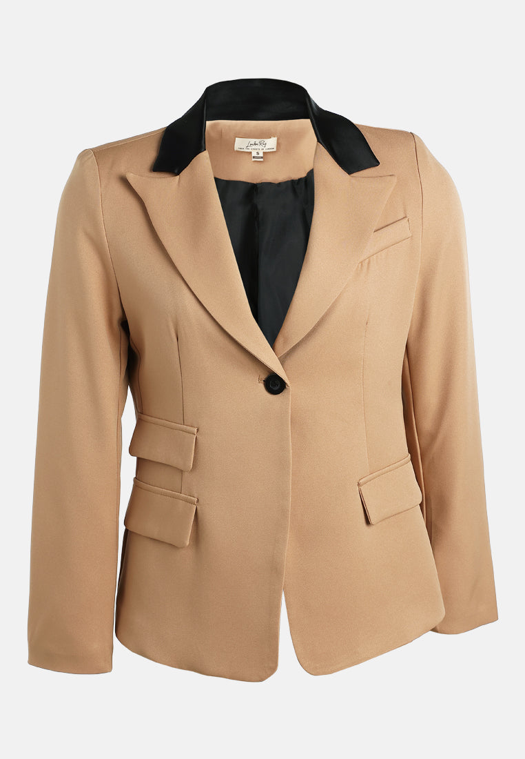 two-tone lapel blazer by ruw#color_khaki