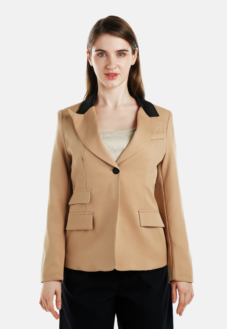 two-tone lapel blazer by ruw#color_khaki