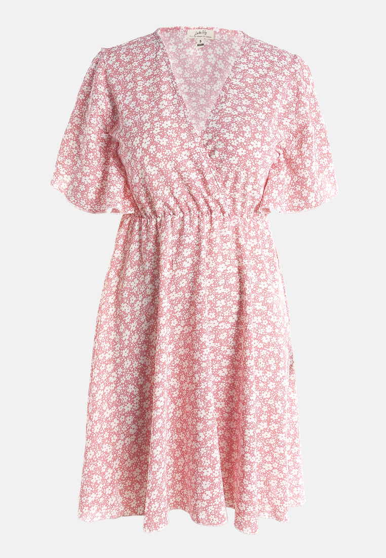 v-neck foral midi dress by ruw#color_pink