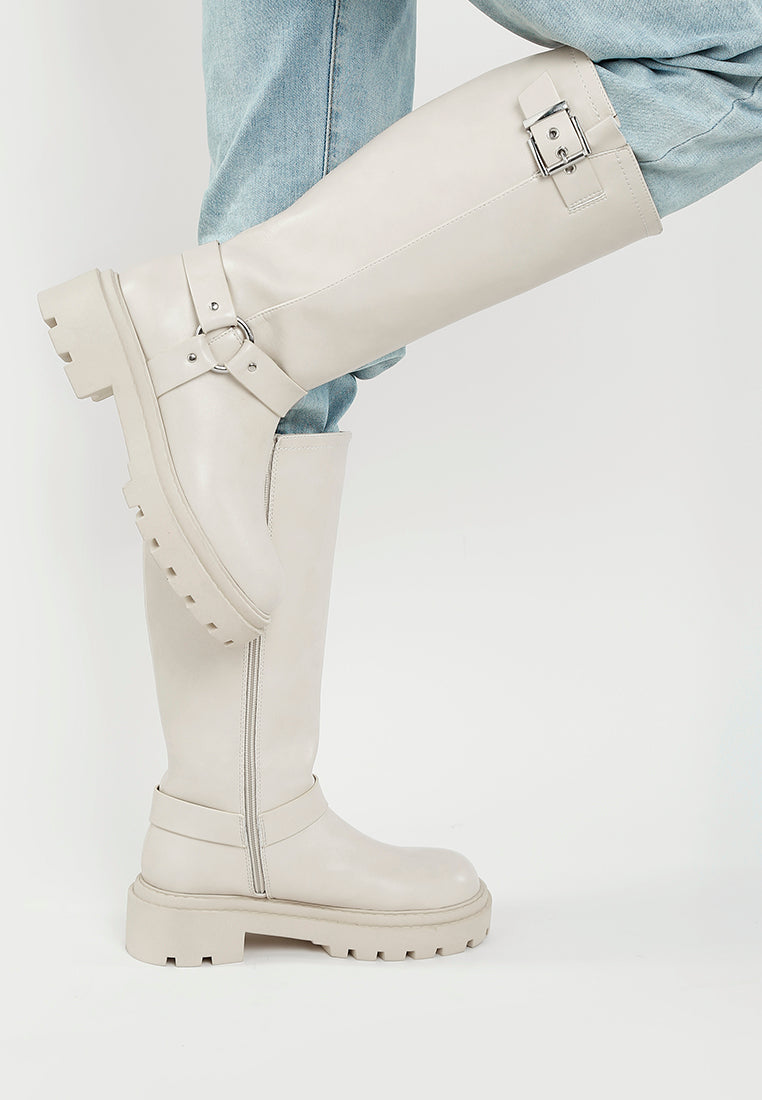 harnes detail long boots by ruw#color_beige