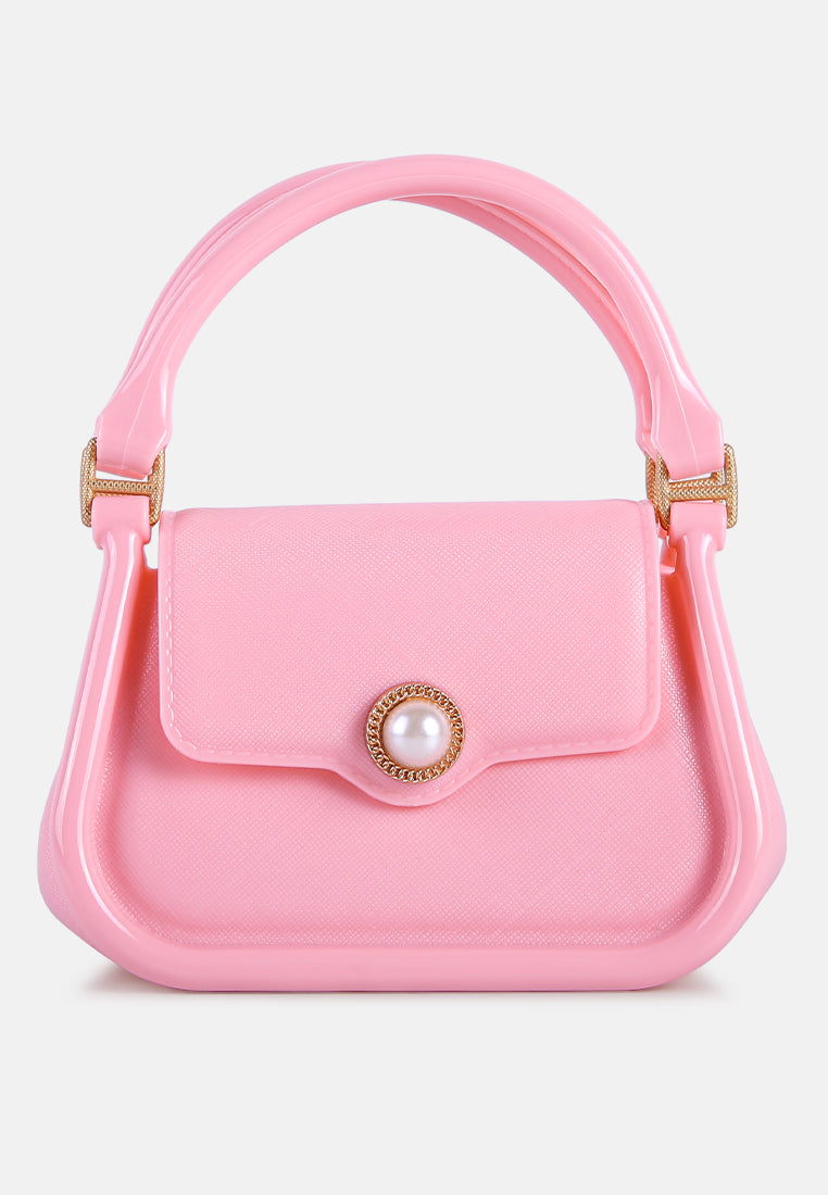 croc textured mini handbag#color_pink