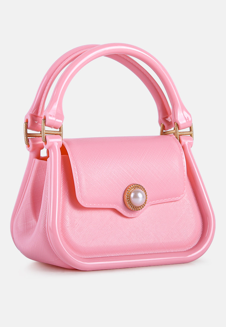 croc textured mini handbag#color_pink