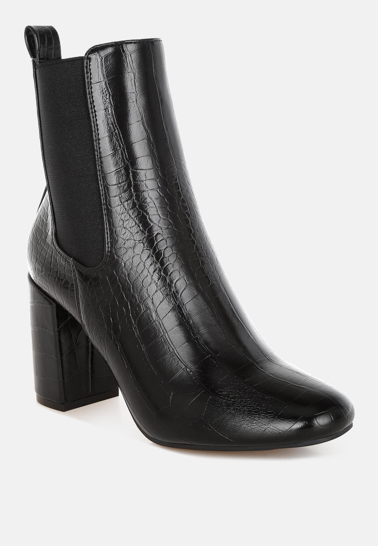 croc textured block heeled chelsea boots by ruw#color_black