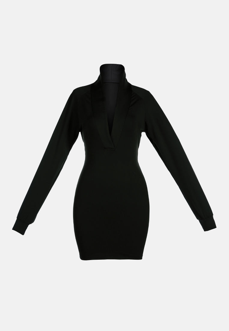 cut out black tux mini dress#color_black