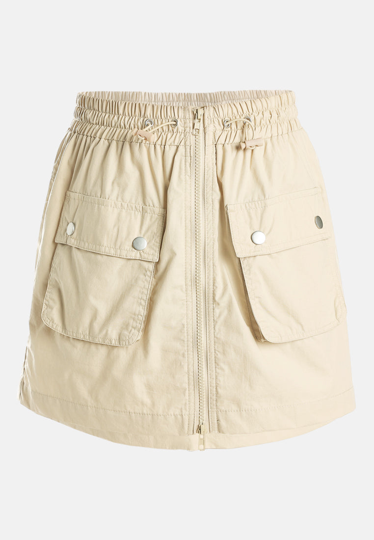 flap pocket cargo mini skirt by ruw#color_lrish-cream