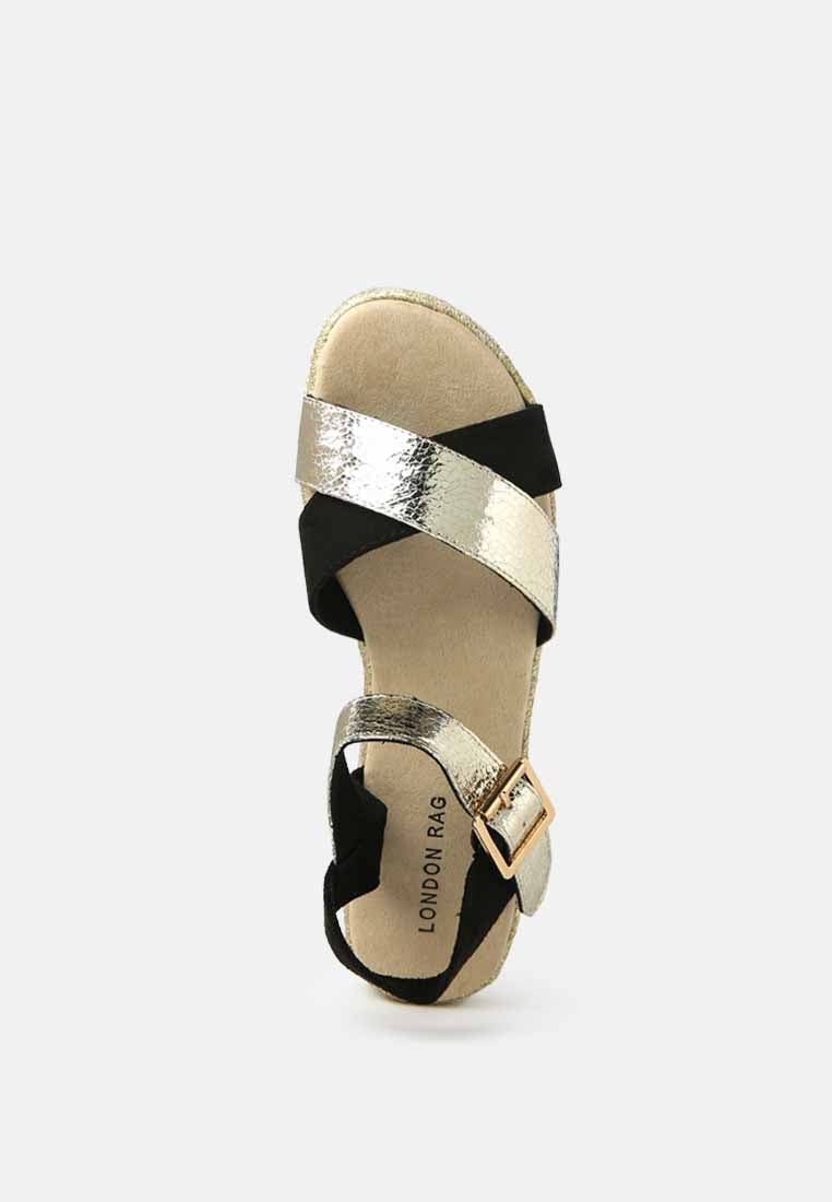 flatform espadrilles sandals#color_black-gold