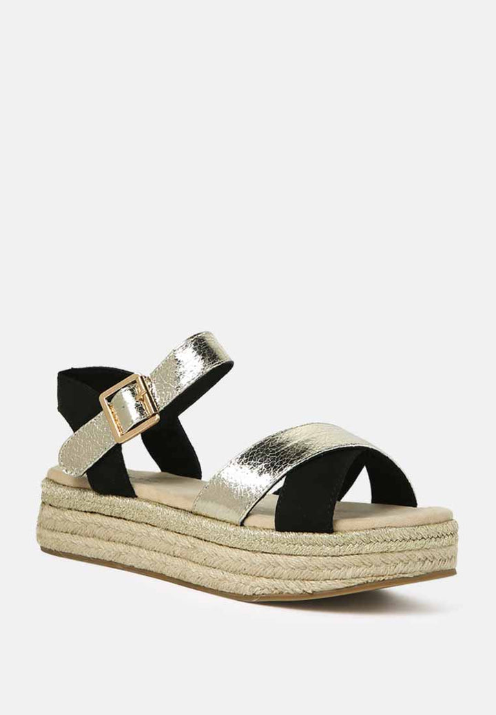 flatform espadrilles sandals#color_black-gold