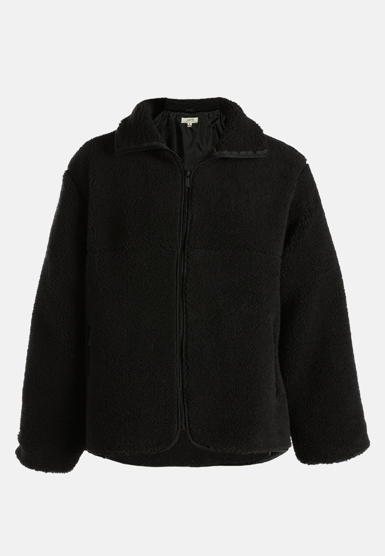 fleece collar jacket by ruw#color_black