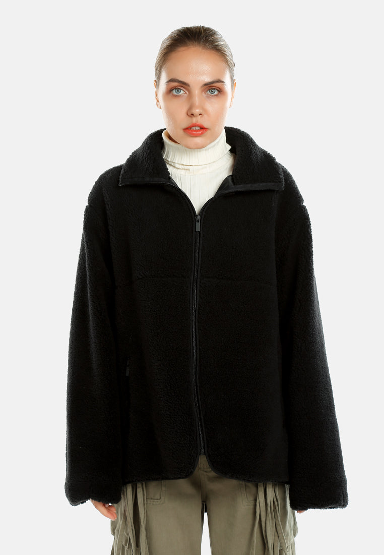 fleece collar jacket by ruw#color_black
