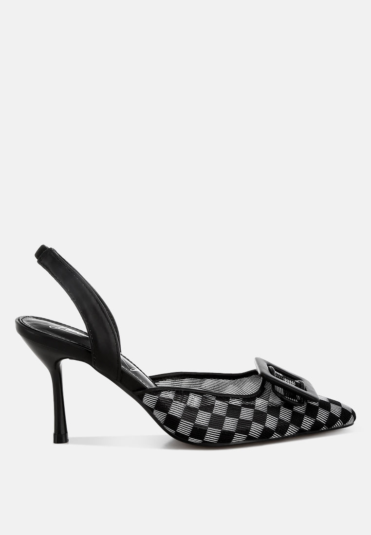 mesh checkered pointy stiletto heels by ruw#color_black