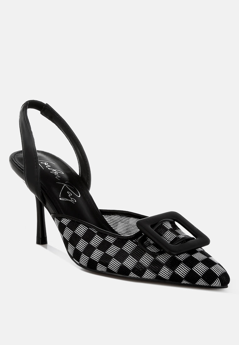 mesh checkered pointy stiletto heels by ruw#color_black