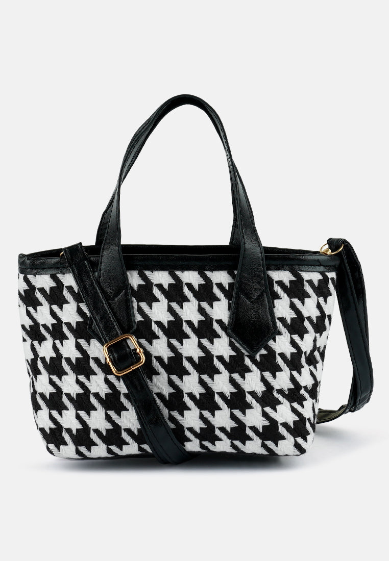 houndstooth pattern handbag#color_black