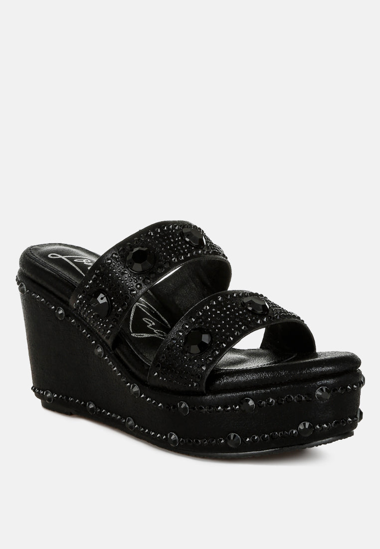 rhinestone & diamante wedge sandals by ruw#color_black
