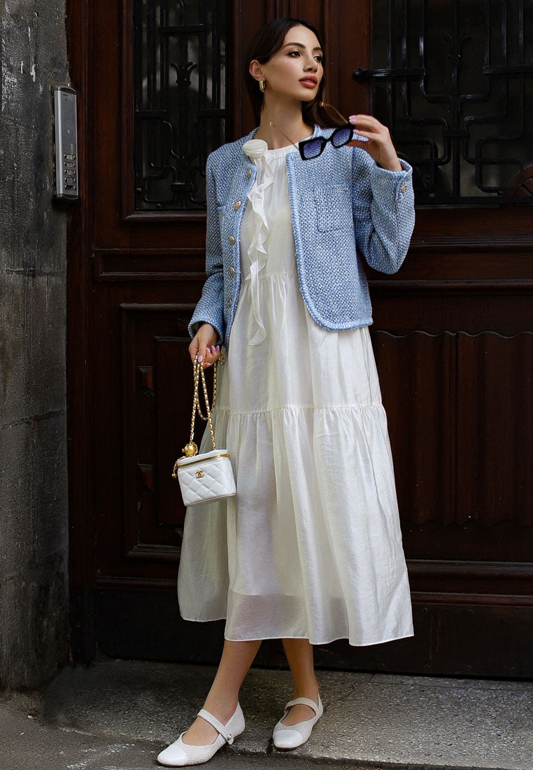 albi patent toe cap tweed mary janes in white#color_white