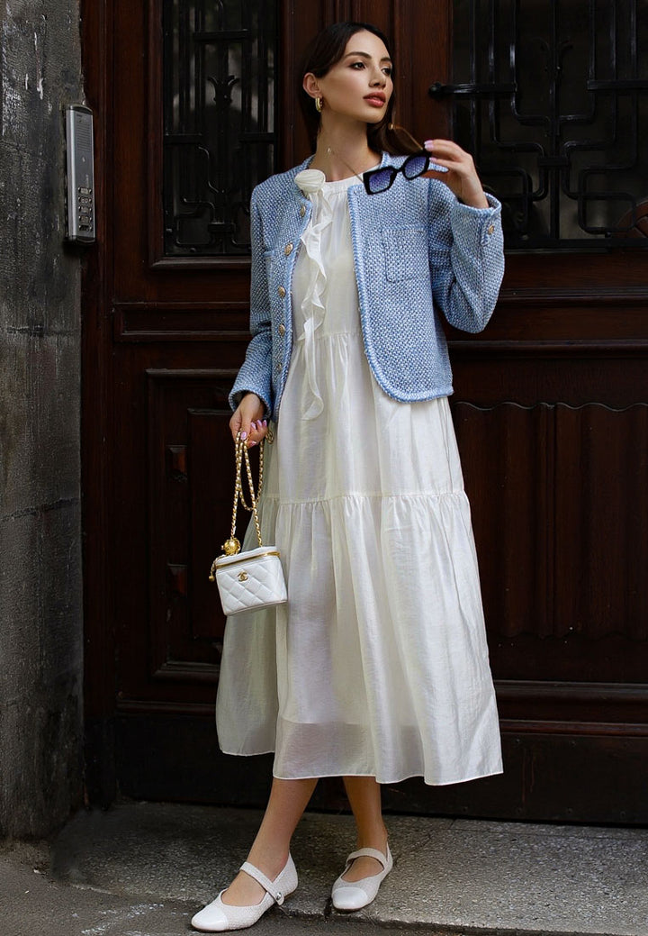 albi patent toe cap tweed mary janes in white#color_white