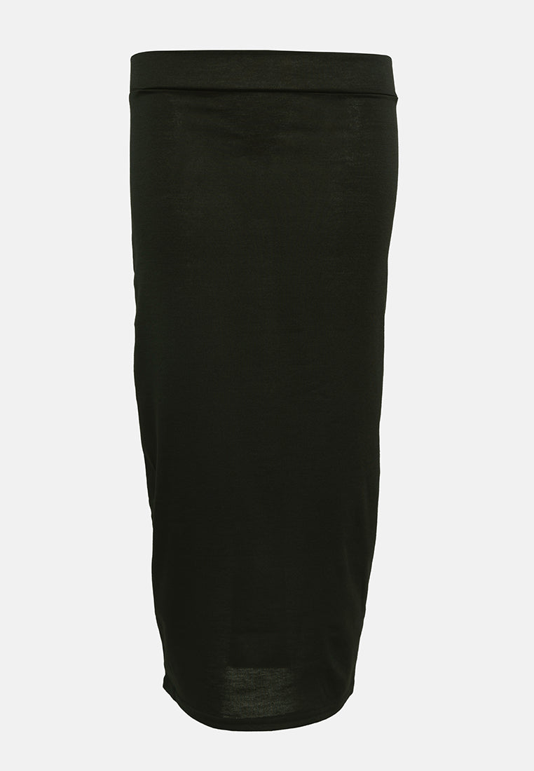 knitted long tube skirt#color_black