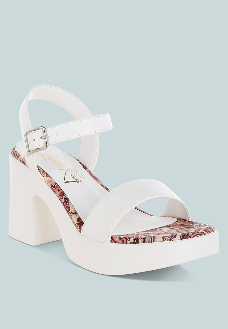 faux leather pin buckle platform heels by mode#color_white