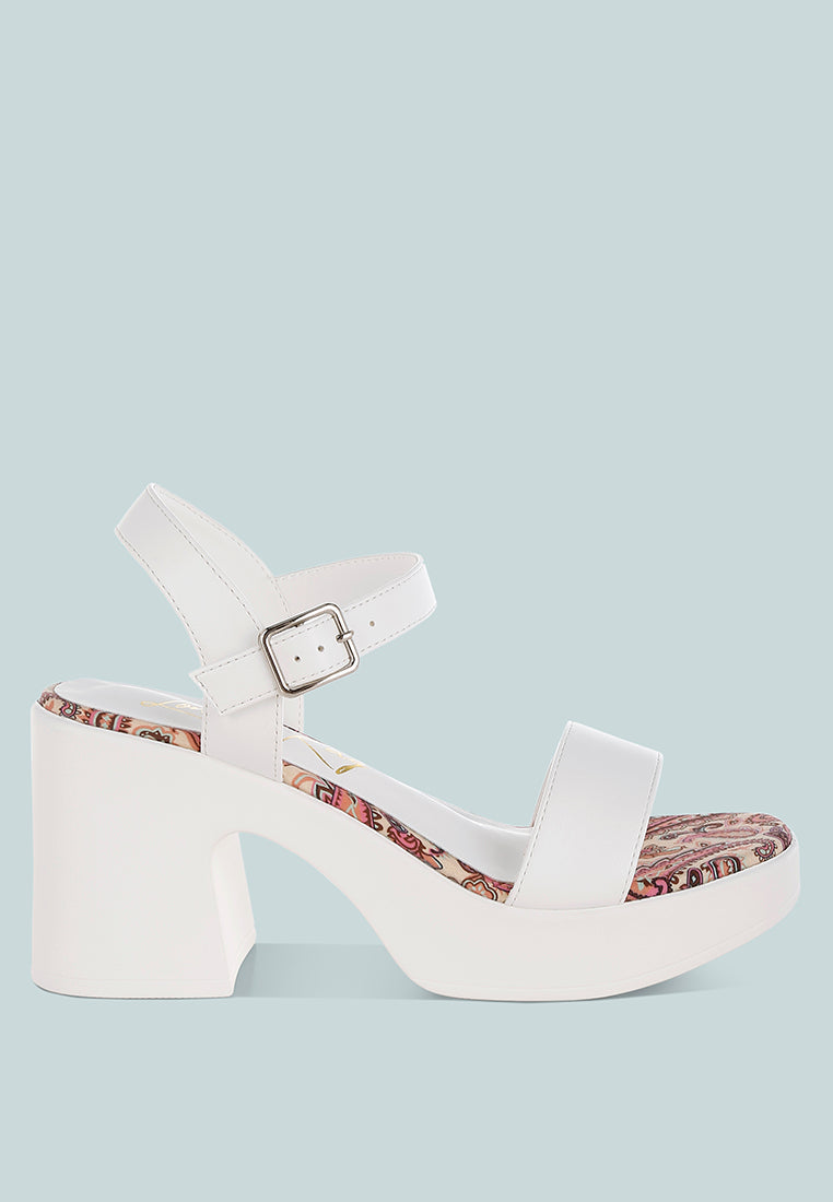 faux leather pin buckle platform heels by mode#color_white