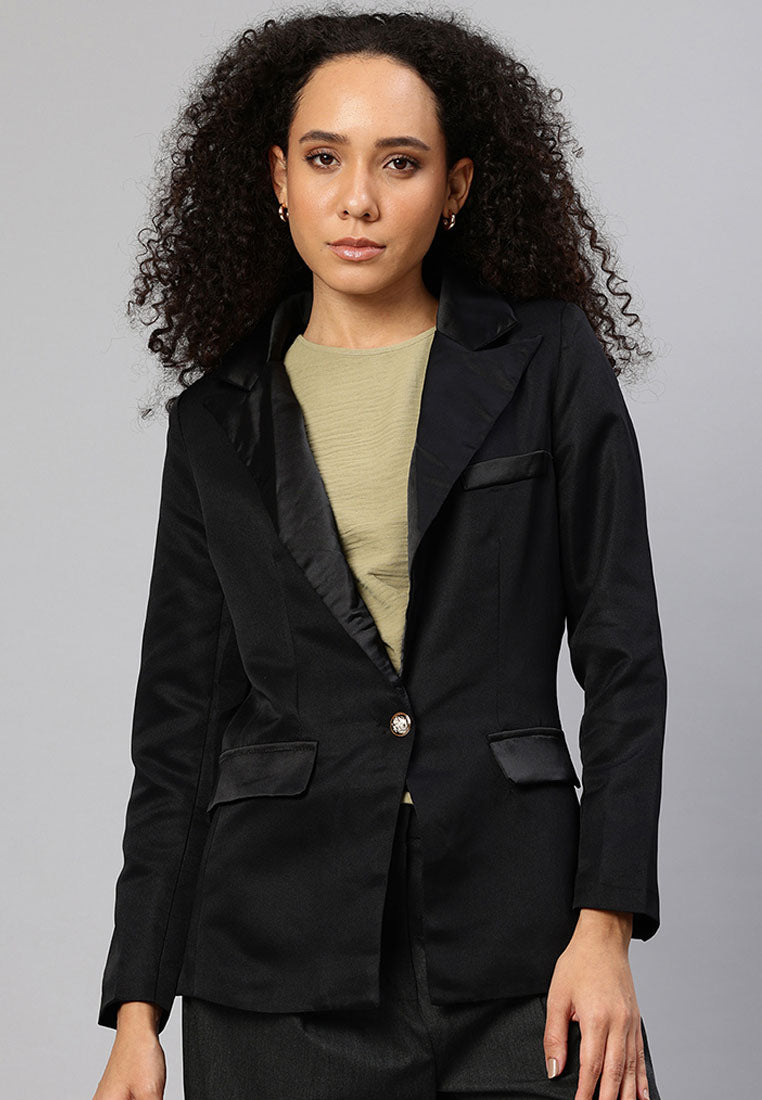lapel collar buttoned blazer by ruw#color_black