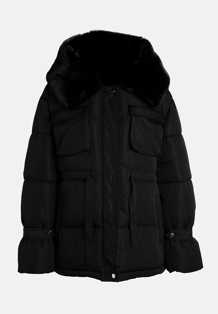 long puffer jacket hoodie by ruw#color_black