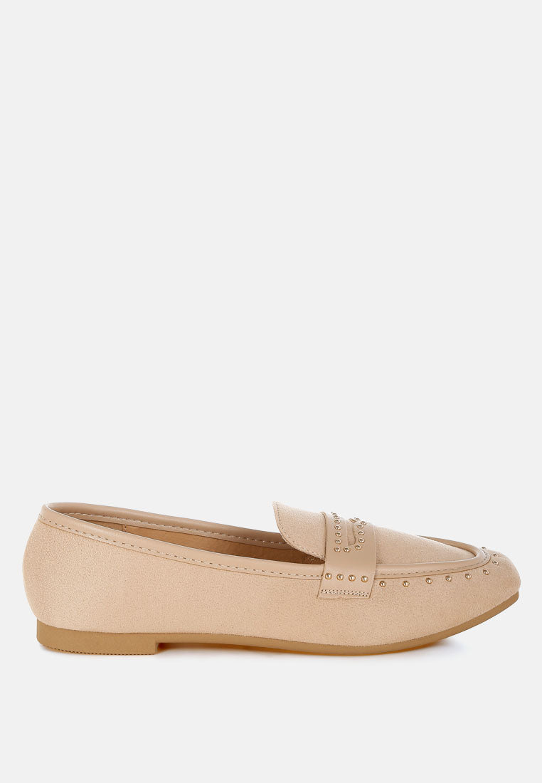 penny strap studded loafers by ruw#color_beige