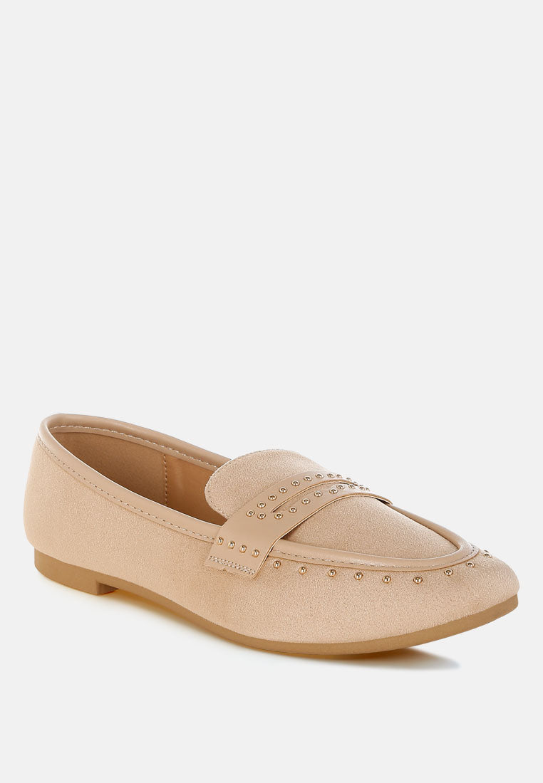 penny strap studded loafers by ruw#color_beige