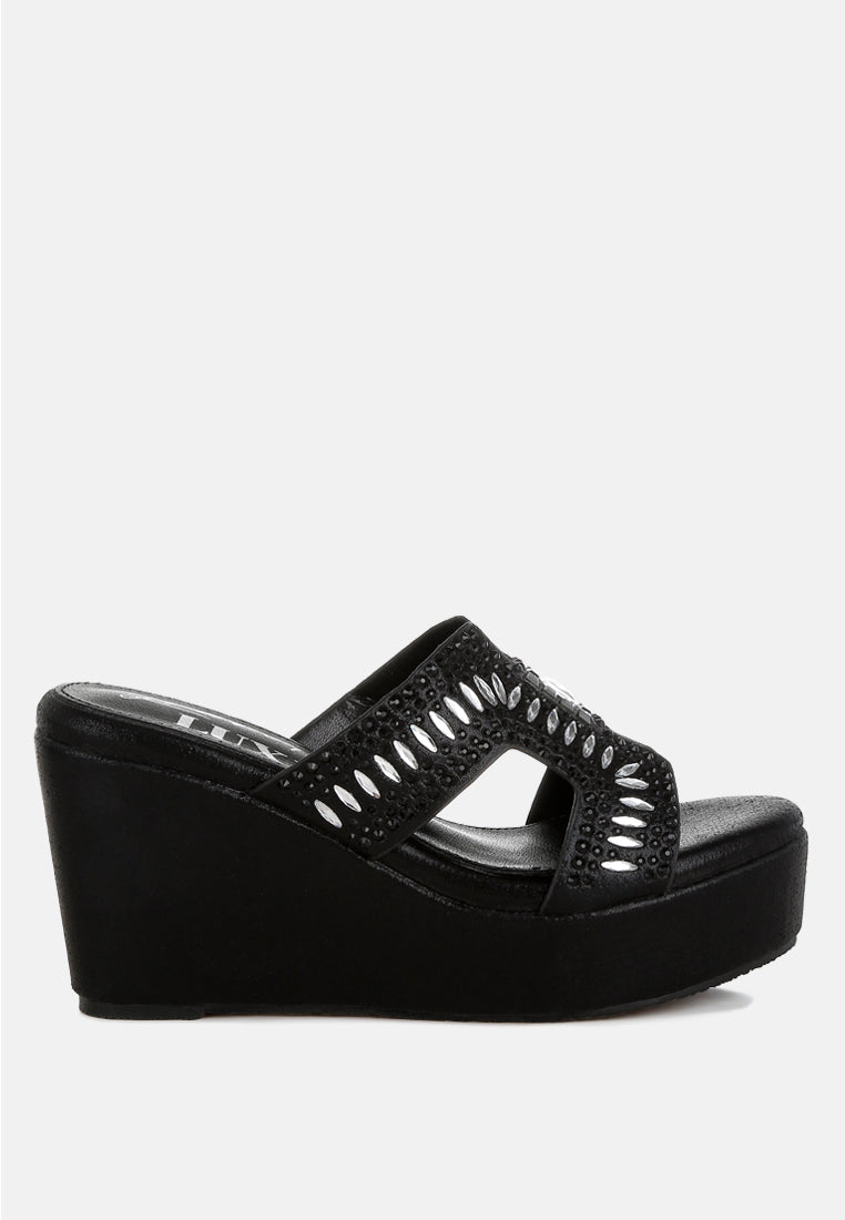 diamante & rhinestone detail cut-out sandals by ruw#color_black