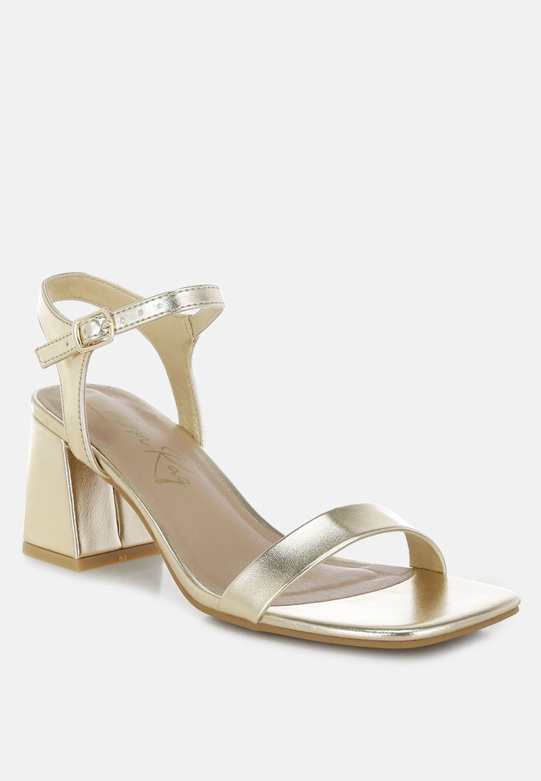 kazara metallic faux leather block heels#color_gold