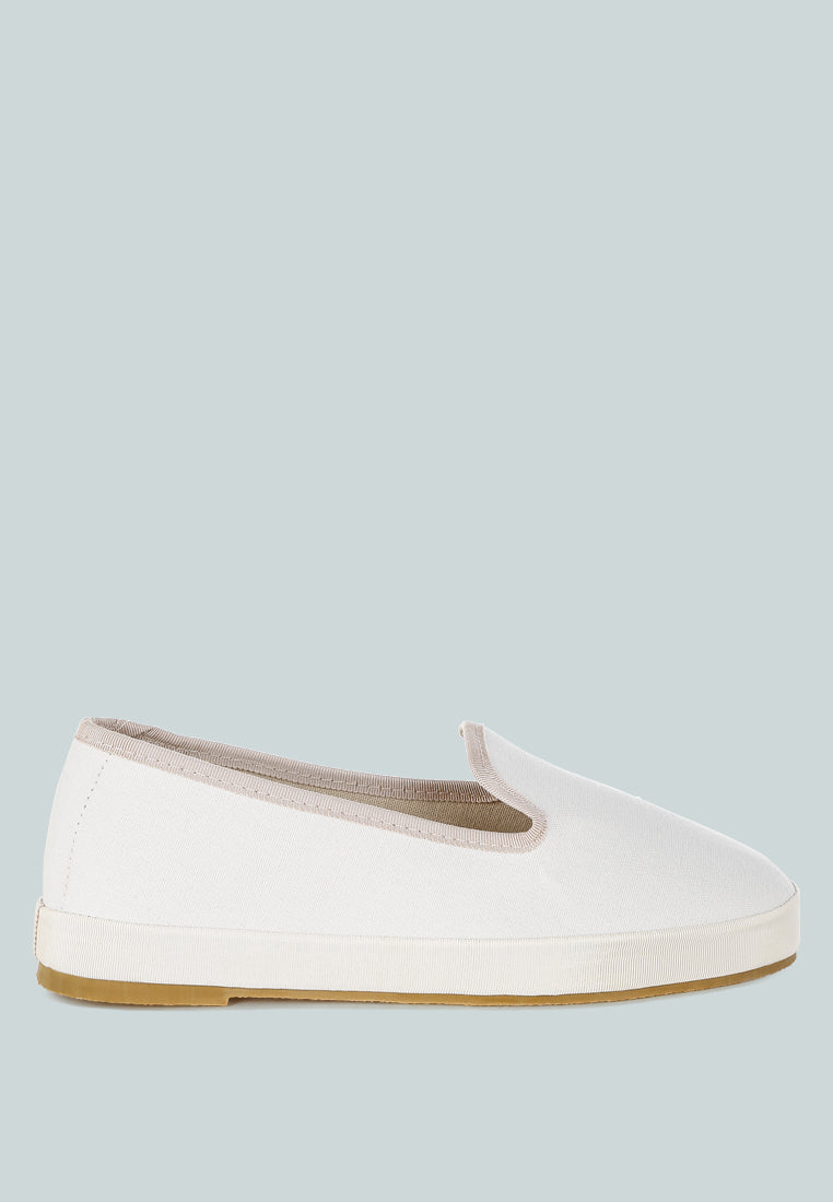 round toe canvas loafers by ruw#color_off-white