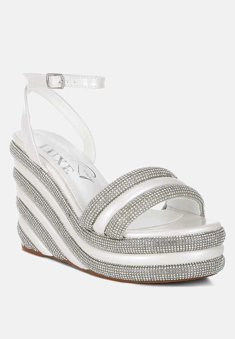 rhinestone studded wedge sandals by ruw#color_white