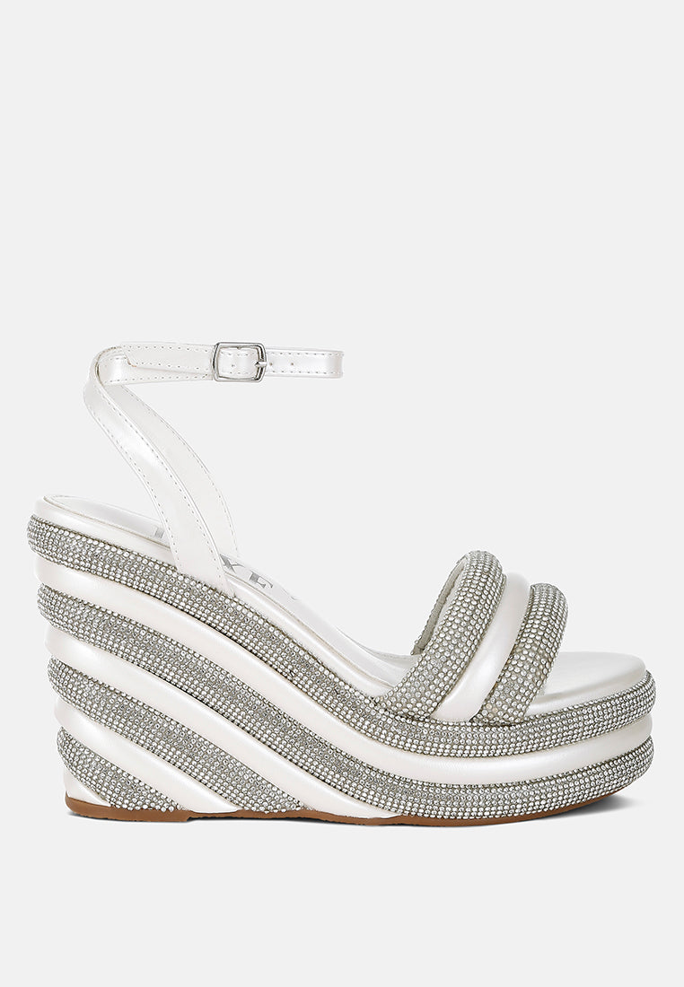 rhinestone studded wedge sandals by ruw#color_white